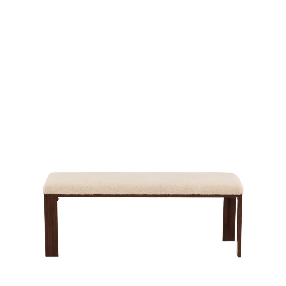 Banc en Tissu Bouclette et Bois Japandi L120cm – Chester