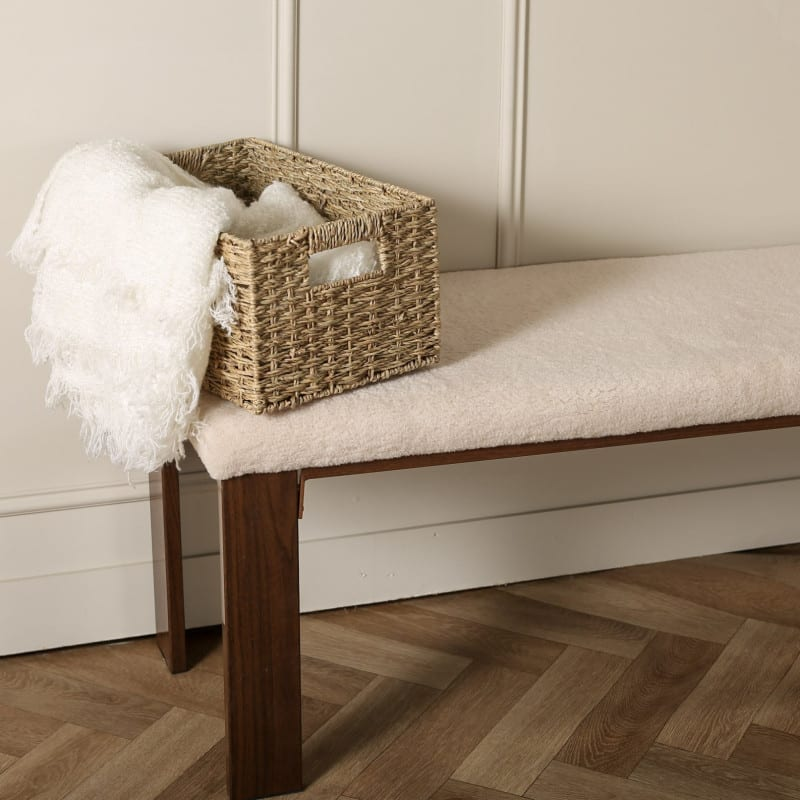 Banc en Tissu Bouclette et Bois Japandi L120cm – Chester