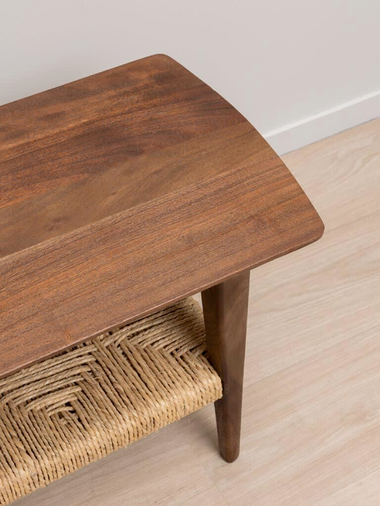 Banc Japandi en acacia et jonc tressé – Havana