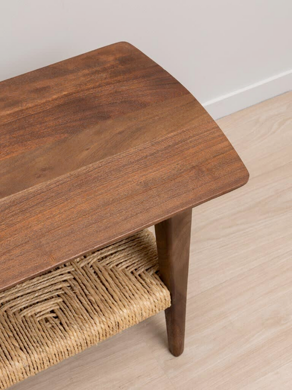 Banc Japandi en acacia et jonc tressé – Havana