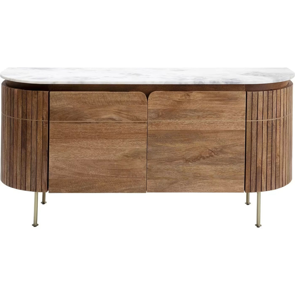 Buffet Japandi en manguier massif et marbre blanc – Grace