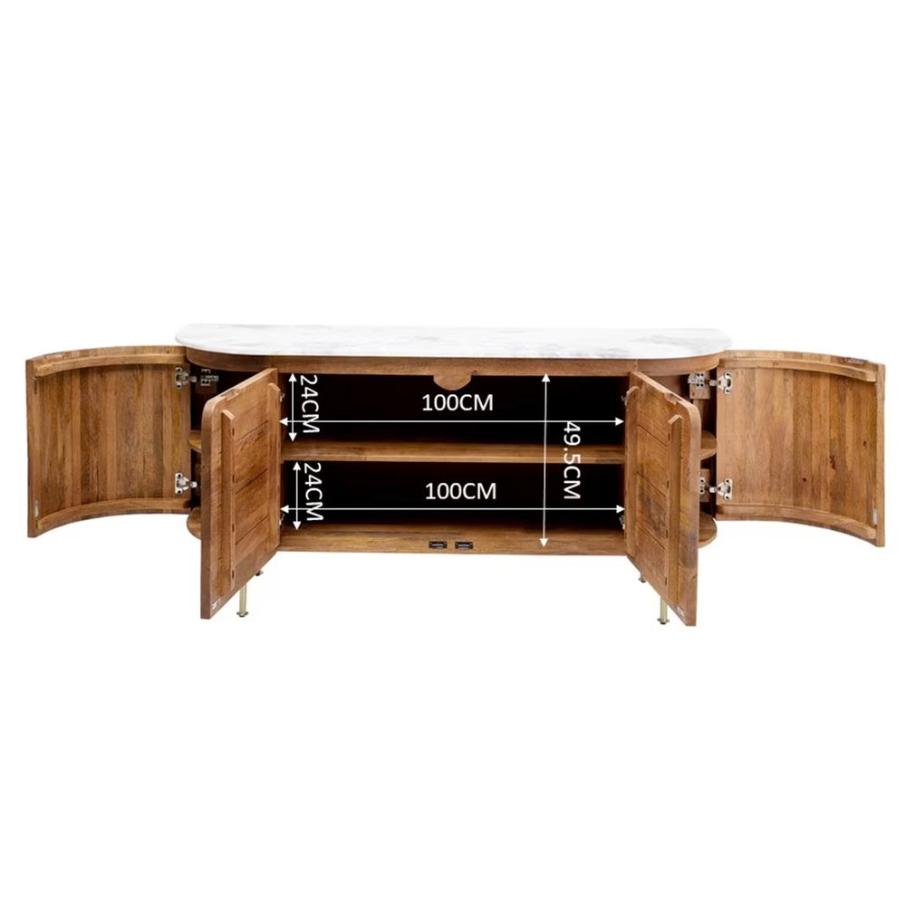 Buffet Japandi en manguier massif et marbre blanc – Grace