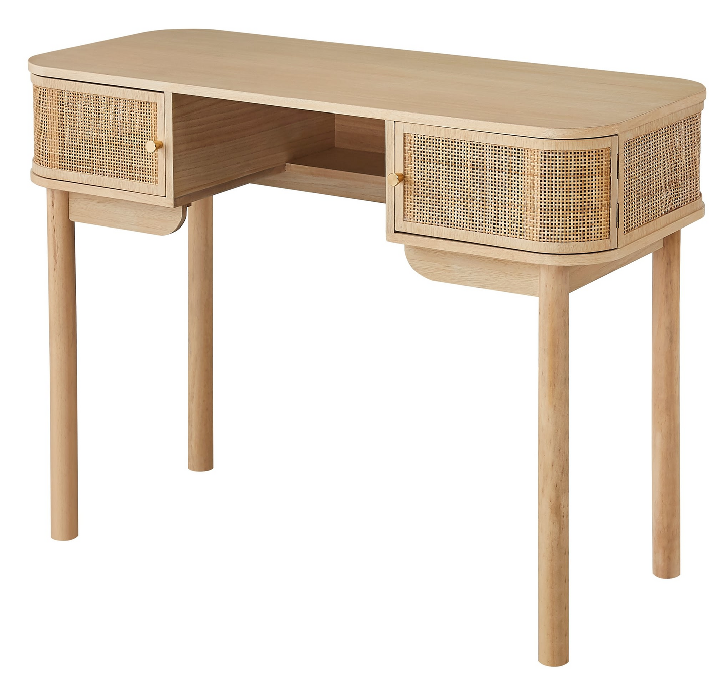 Bureau Japandi 2 portes en bois et cannage – NomduProduit