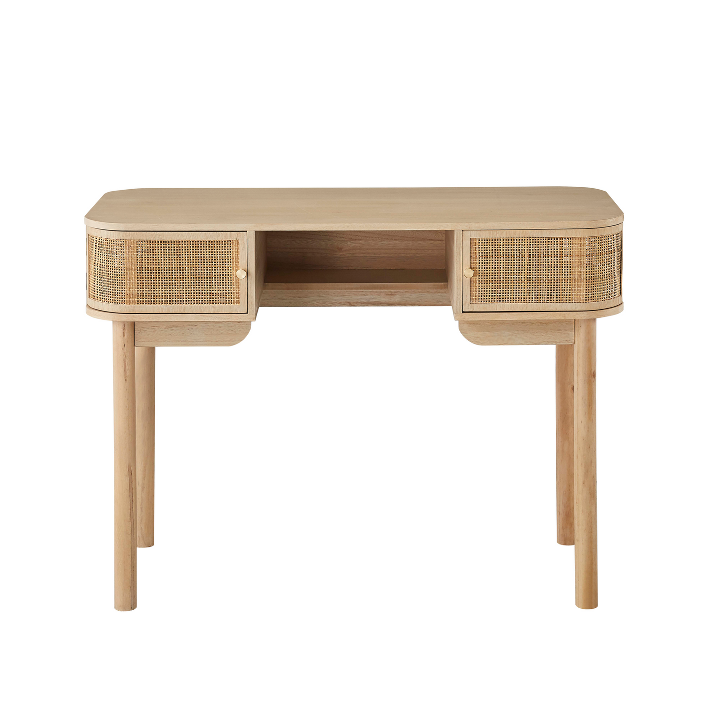 Bureau Japandi 2 portes en bois et cannage – NomduProduit