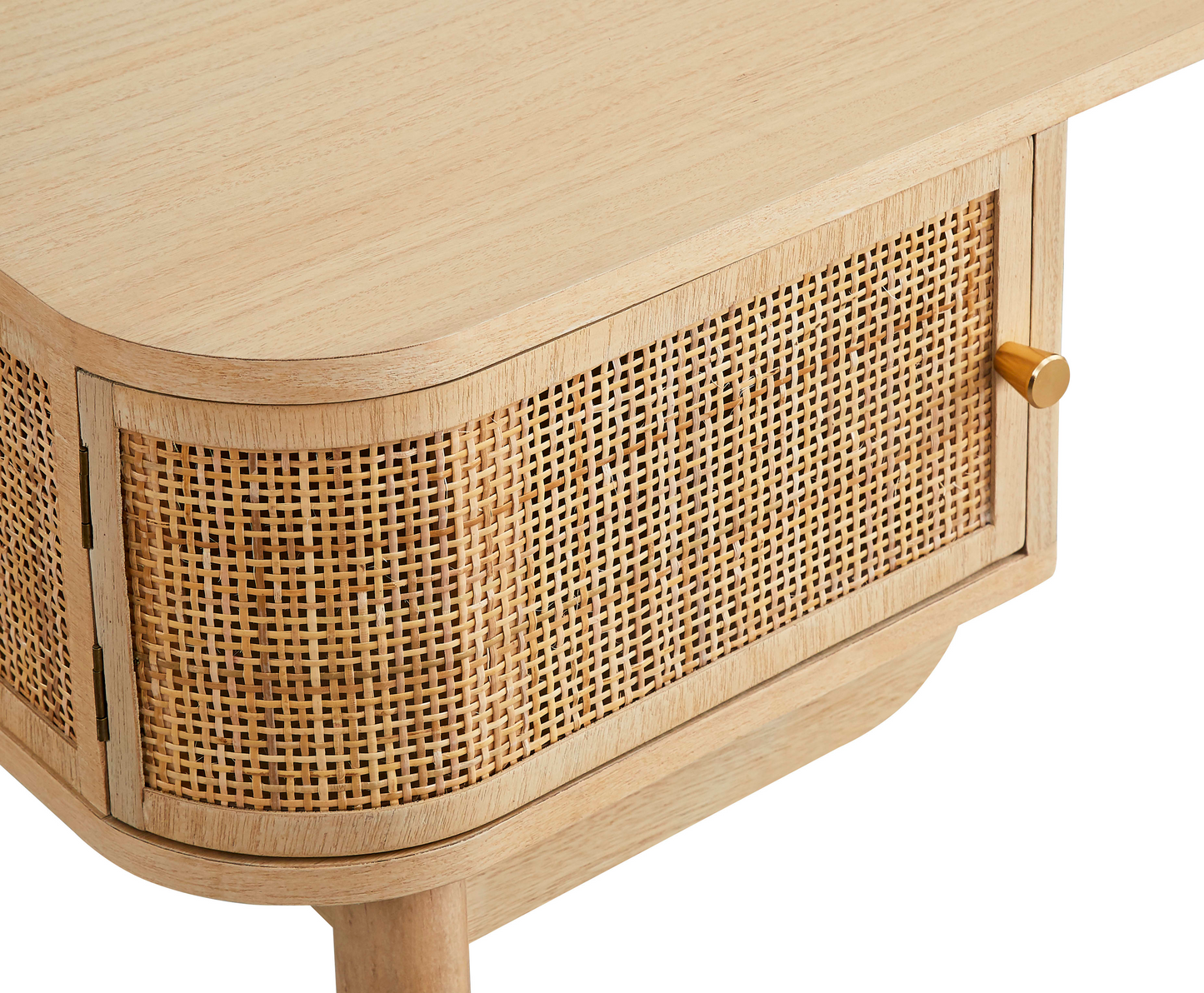 Bureau Japandi 2 portes en bois et cannage – NomduProduit