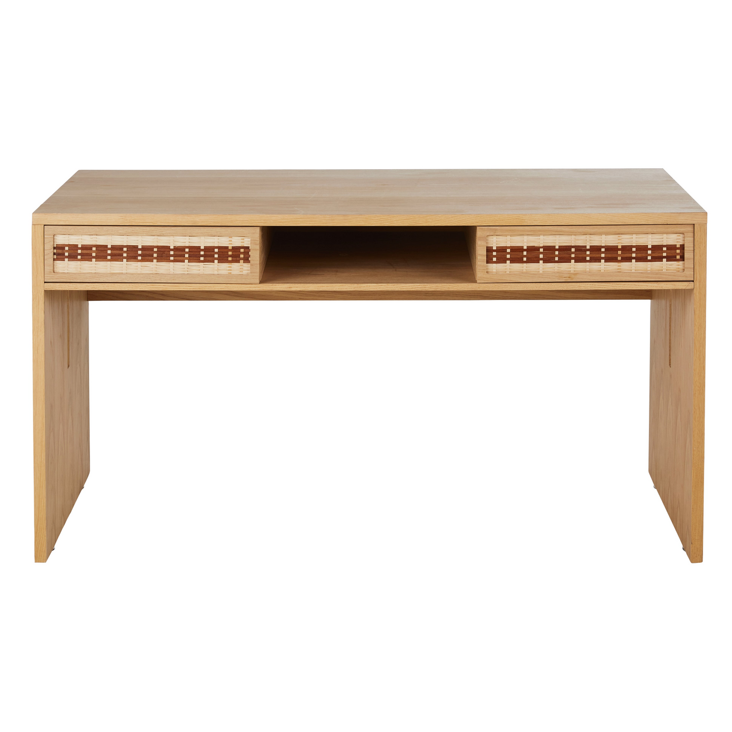 Bureau Japandi 2 tiroirs 1 niche en bambou tressé – Varuna