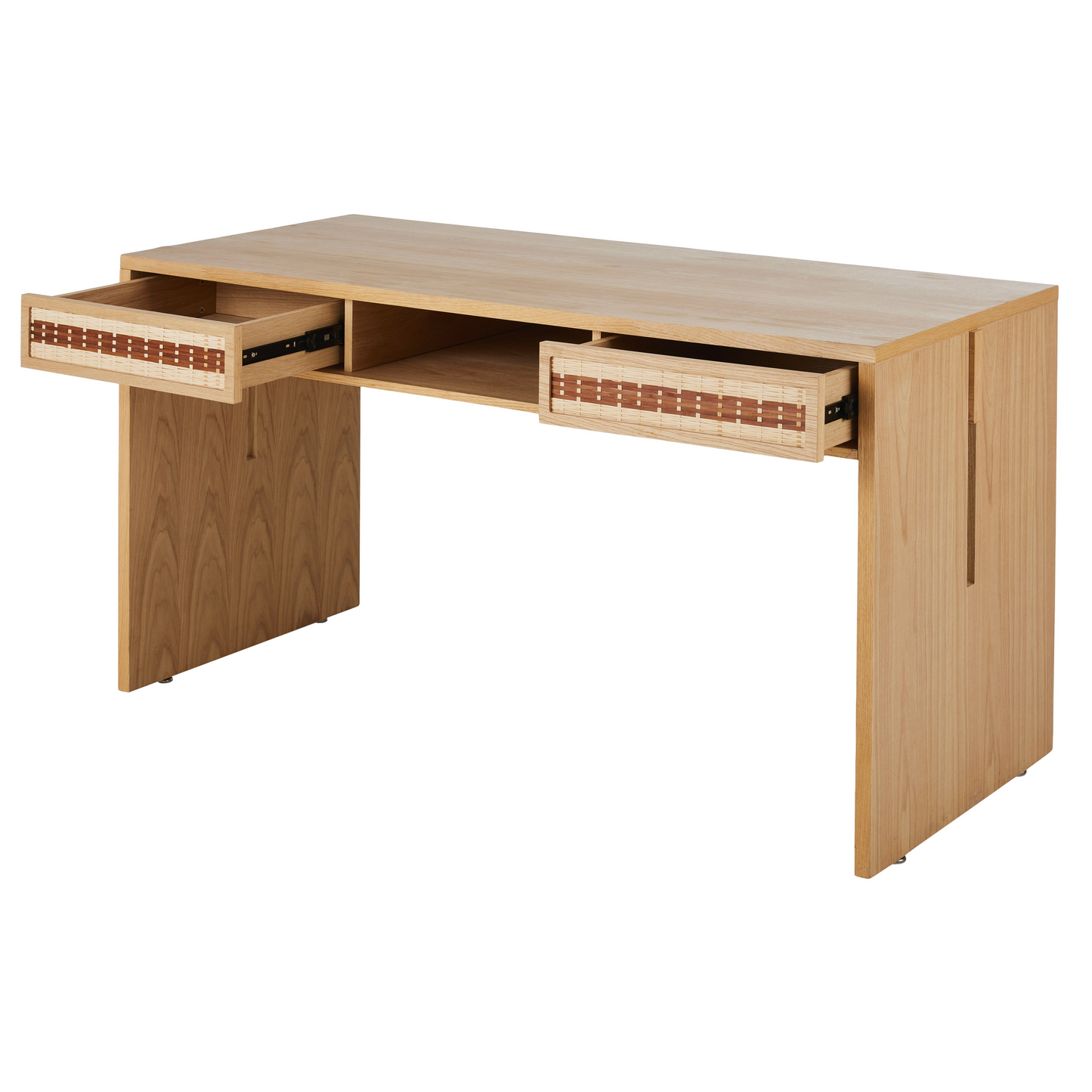 Bureau Japandi 2 tiroirs 1 niche en bambou tressé – Varuna