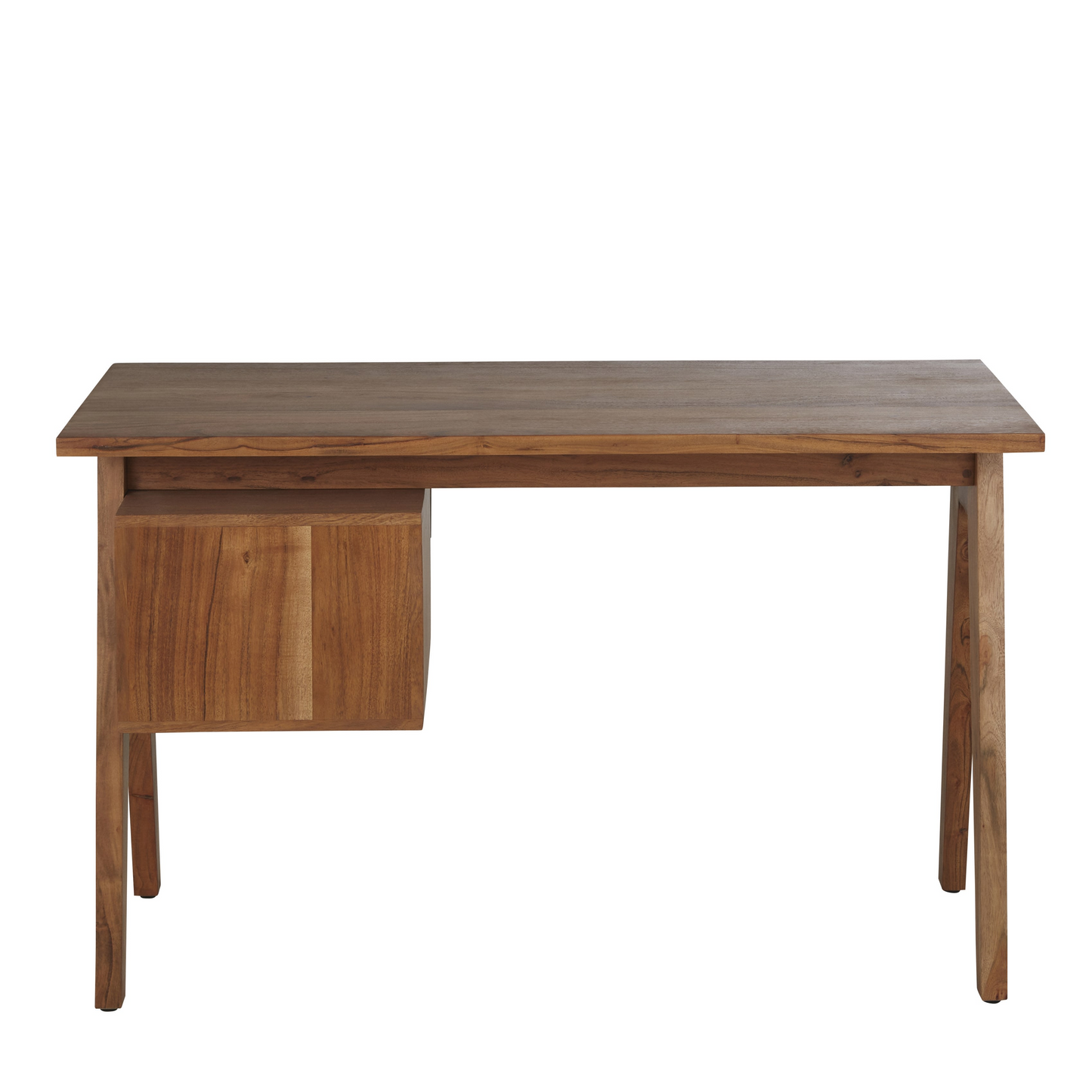 Bureau Japandi 2 tiroirs bois d'acacia massif cannage rotin – Santa Fe