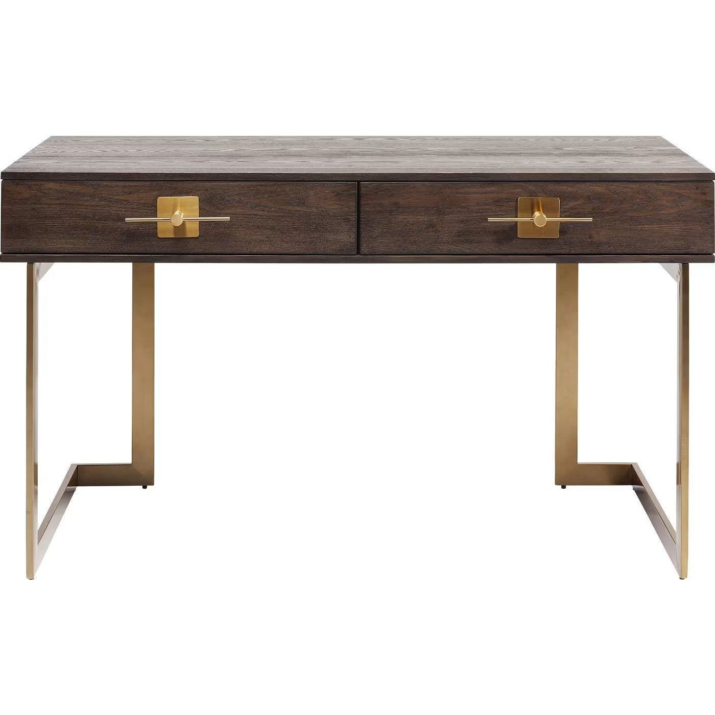 Bureau Japandi rétro marron et acier doré – Osaka