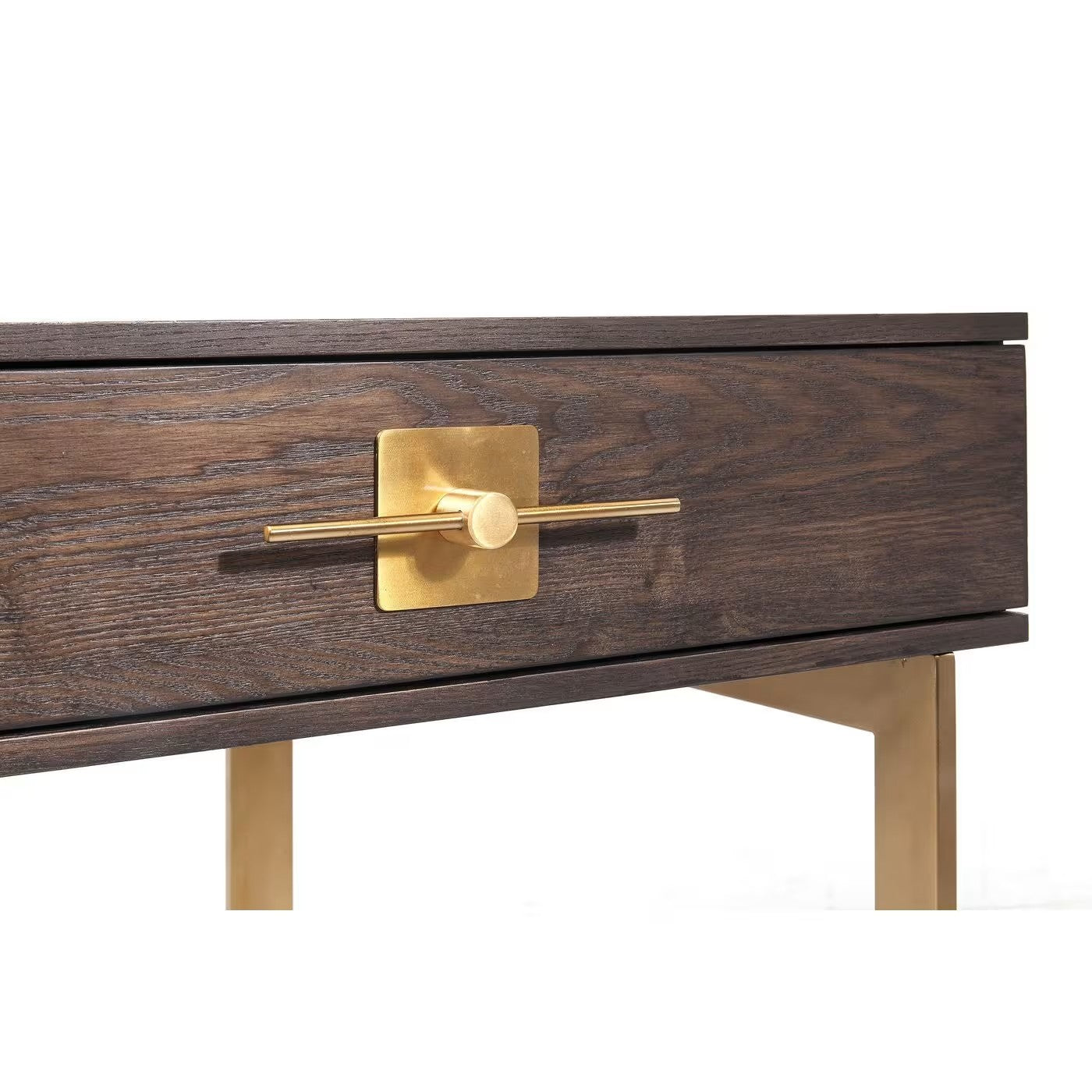 Bureau Japandi rétro marron et acier doré – Osaka