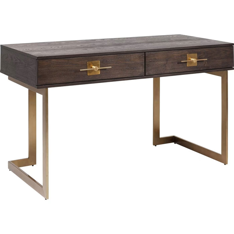 Bureau Japandi rétro marron et acier doré – Osaka