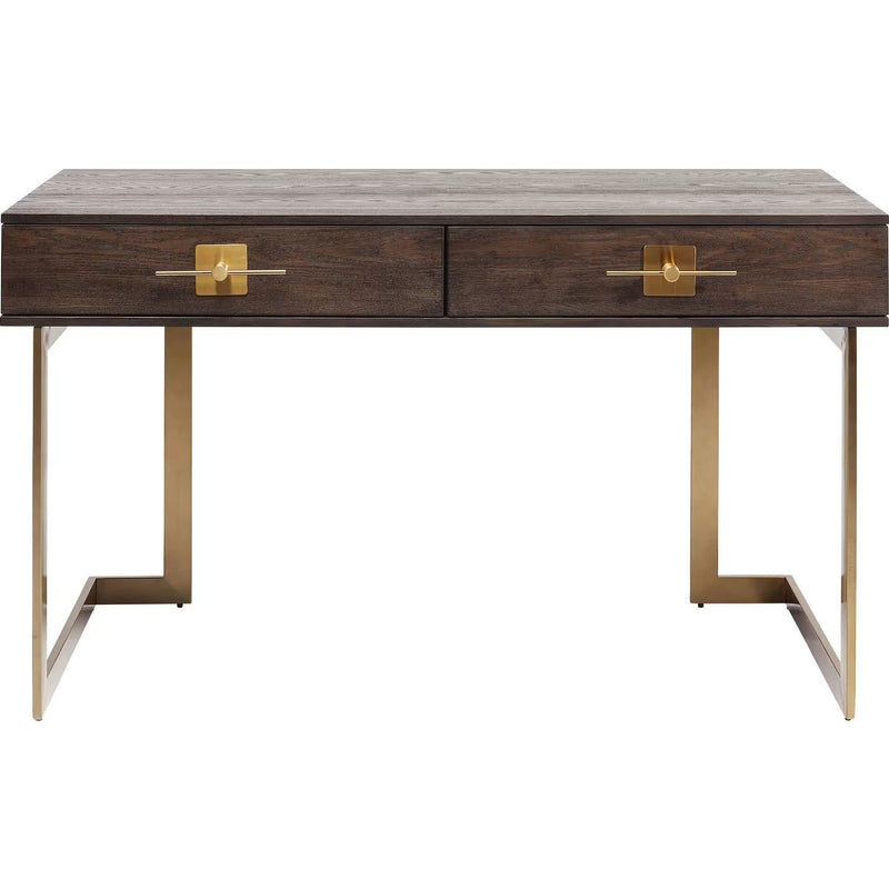 Bureau Japandi rétro marron et acier doré – Osaka