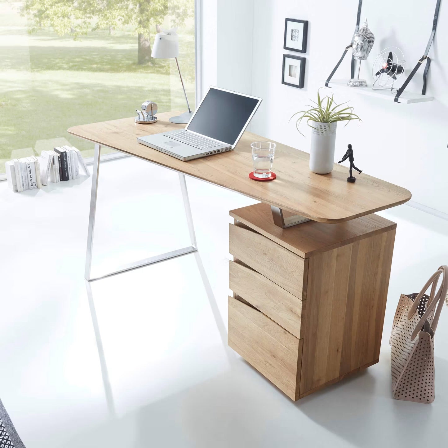 Bureau Japandi 3 tiroirs en chêne massif – Eden