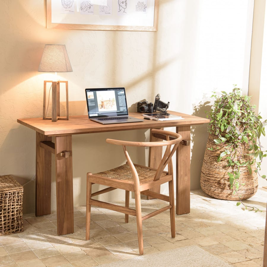 Bureau Japandi bois de teck recyclé L140 – Alida