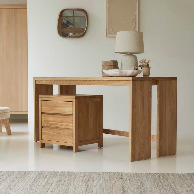 Bureau Japandi en chêne massif avec caisson – Eden