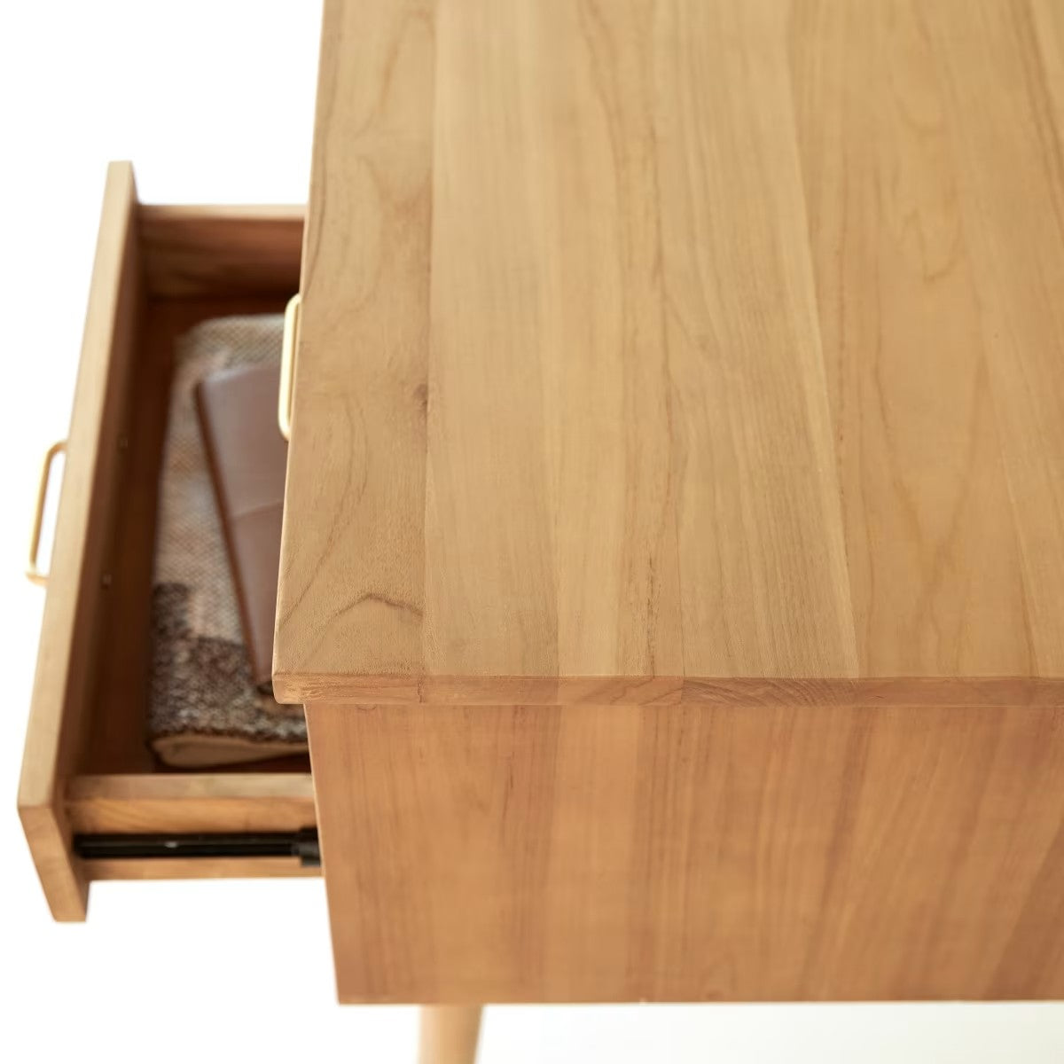 Bureau Japandi en teck massif – Kort