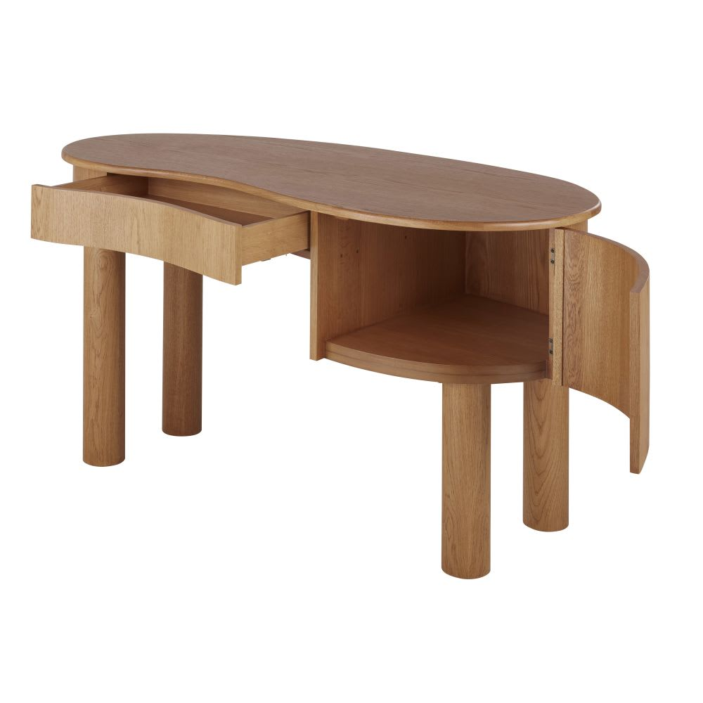 Bureau Japandi marron 1 porte 1 tiroir – Alegro