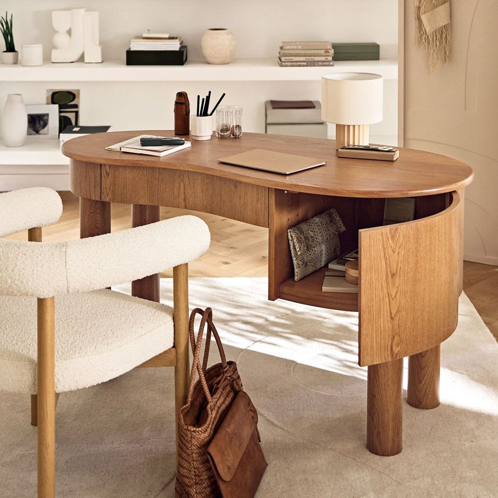 Bureau Japandi marron 1 porte 1 tiroir – Alegro