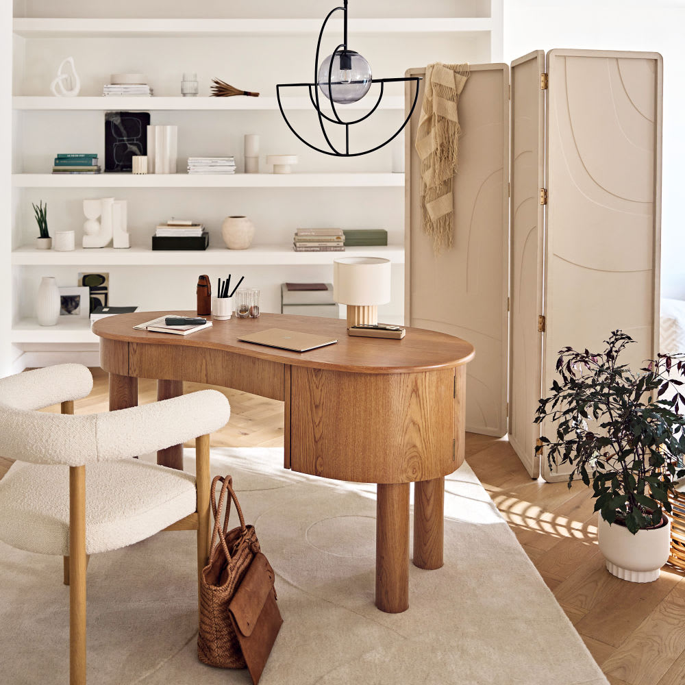 Bureau Japandi marron 1 porte 1 tiroir – Alegro