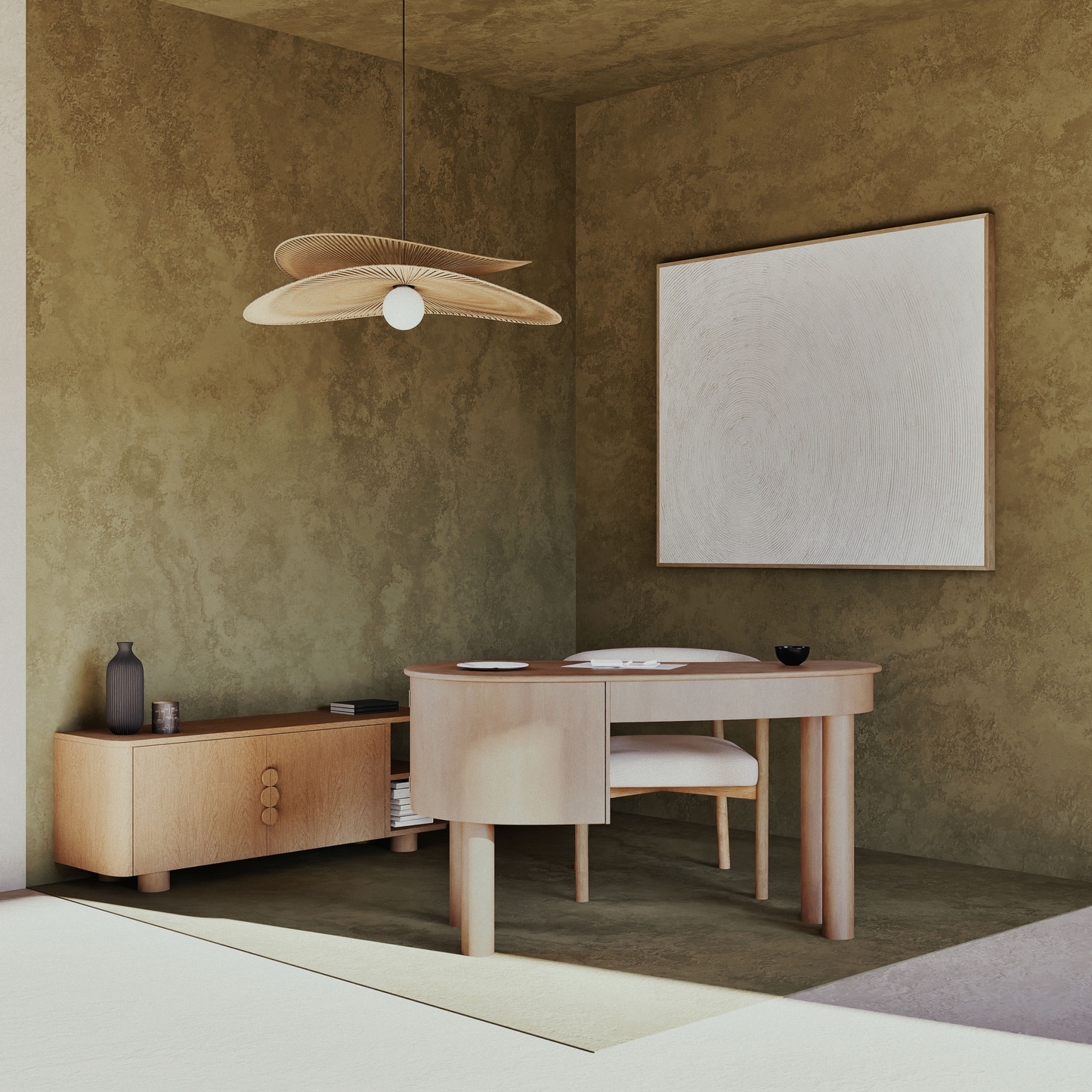 Bureau Japandi marron 1 porte 1 tiroir – Alegro