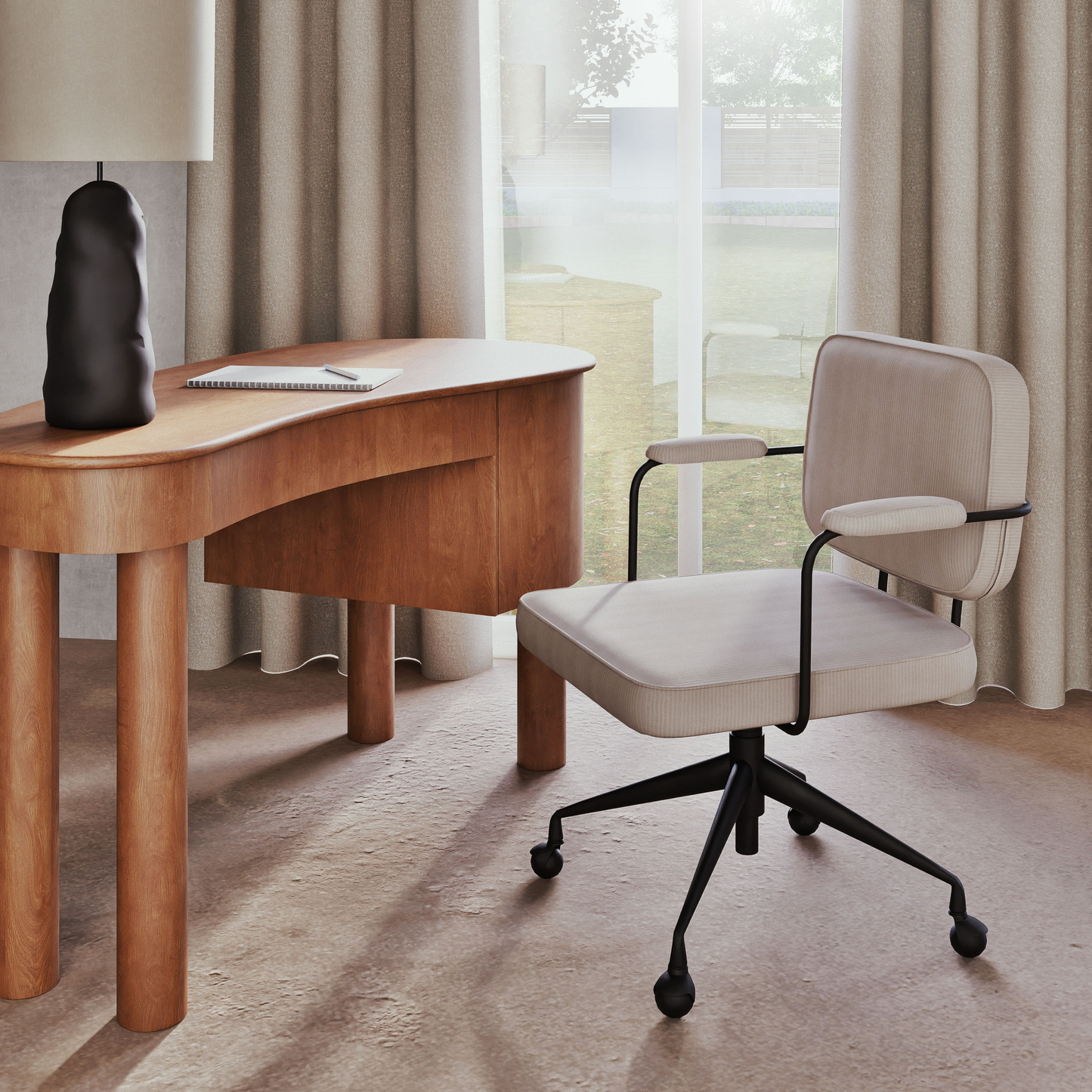 Bureau Japandi marron 1 porte 1 tiroir – Alegro