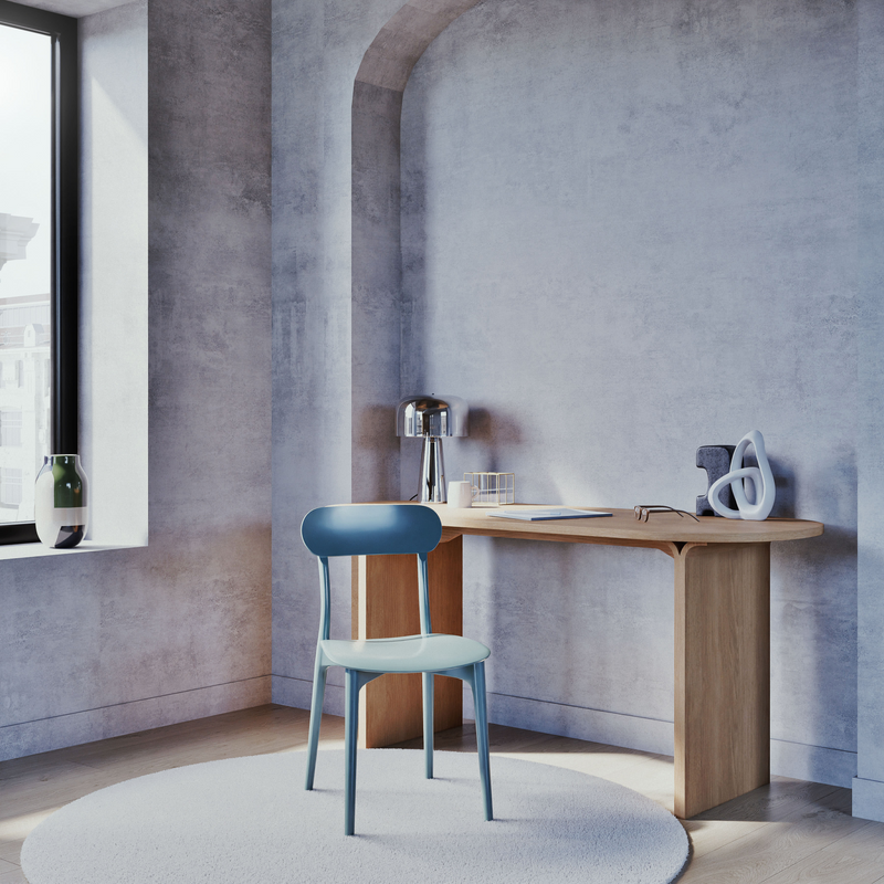 Bureau ovale en bois clair Japandi – Polari