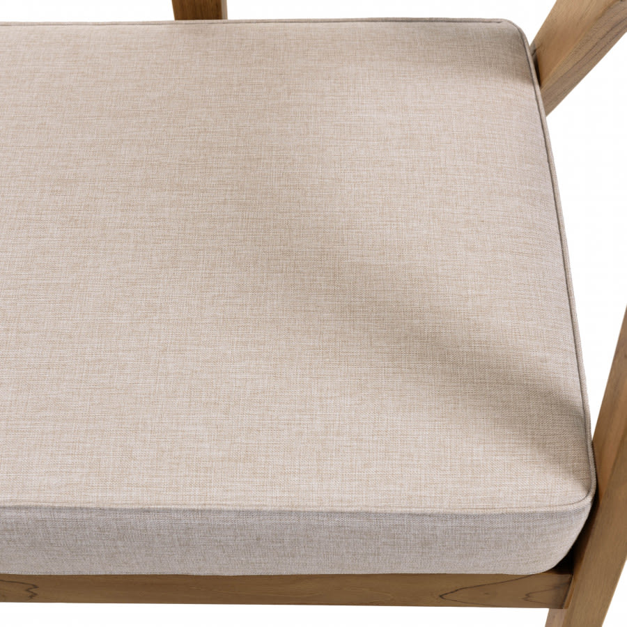 Canapé 2 places Japandi teck dossier cannage naturel coussin gris – Will