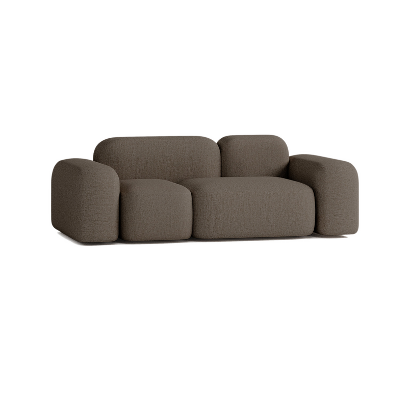 Canapé 2 Places Japandi en Tissu Marron – MAX