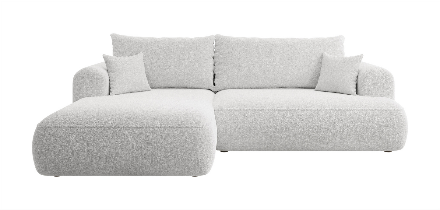 Canapé d'angle convertible Japandi 3 places en bouclette beige - OVO