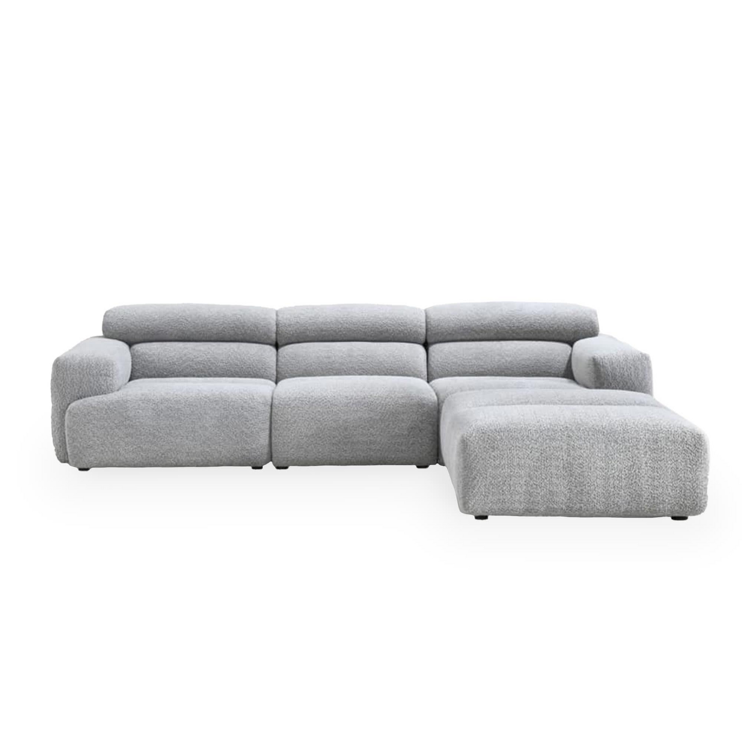 Canapé d'angle Japandi 6 places effet peau de mouton gris – Syra