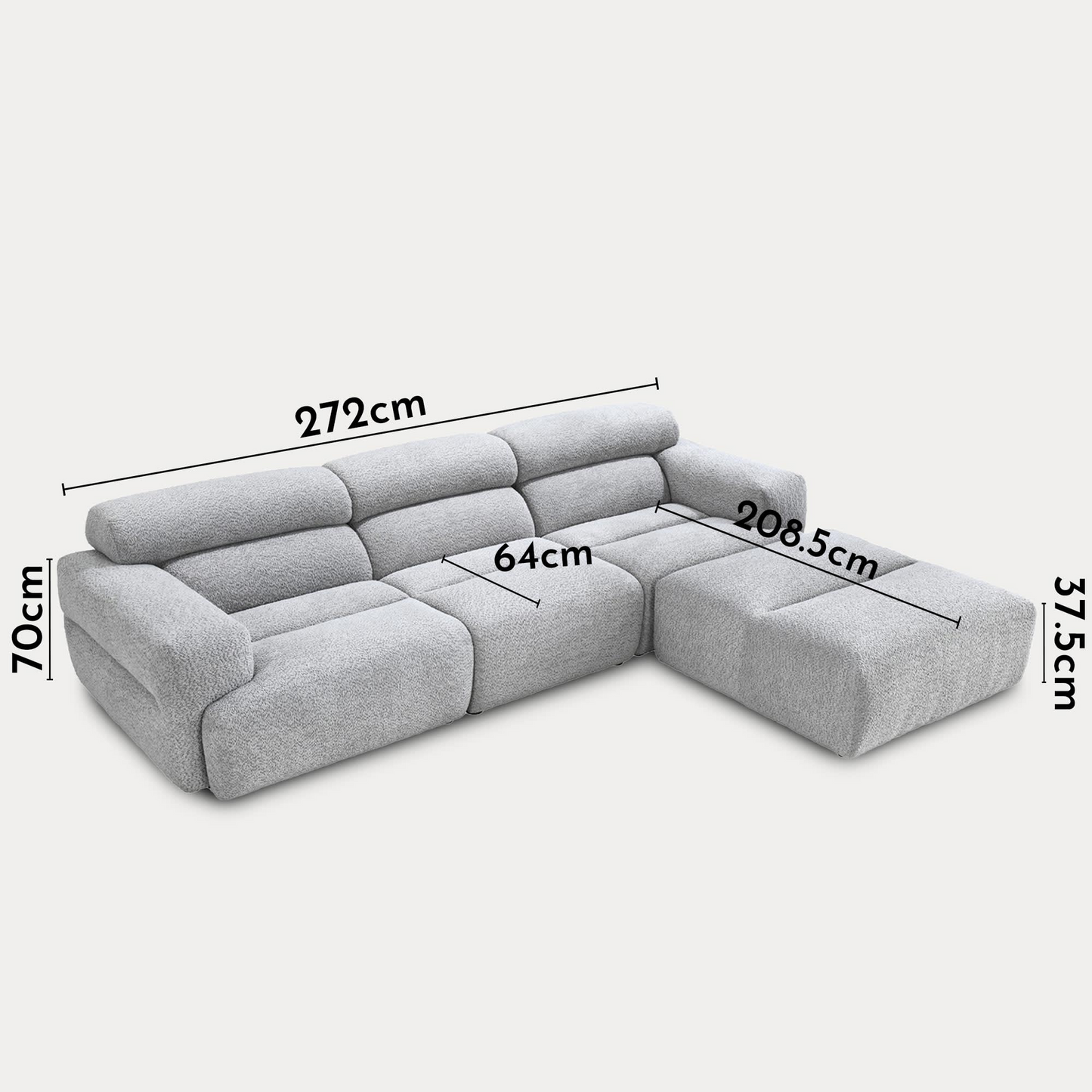Canapé d'angle Japandi 6 places effet peau de mouton gris – Syra