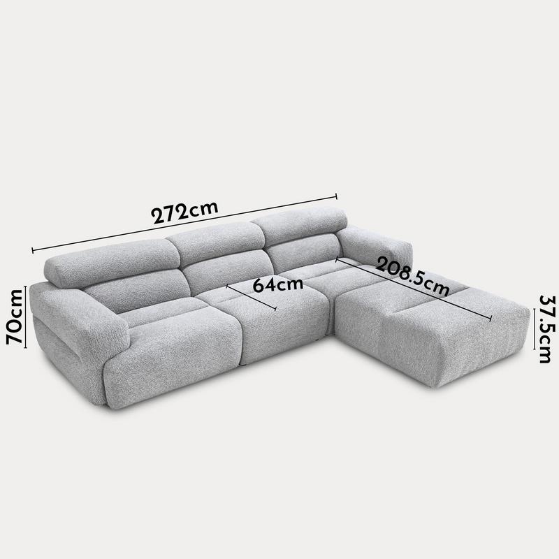 Canapé d'angle Japandi 6 places effet peau de mouton gris – Syra