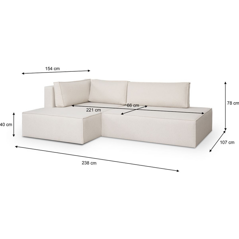 Canapé d'angle convertible 3 places en tissu Japandi – Barani