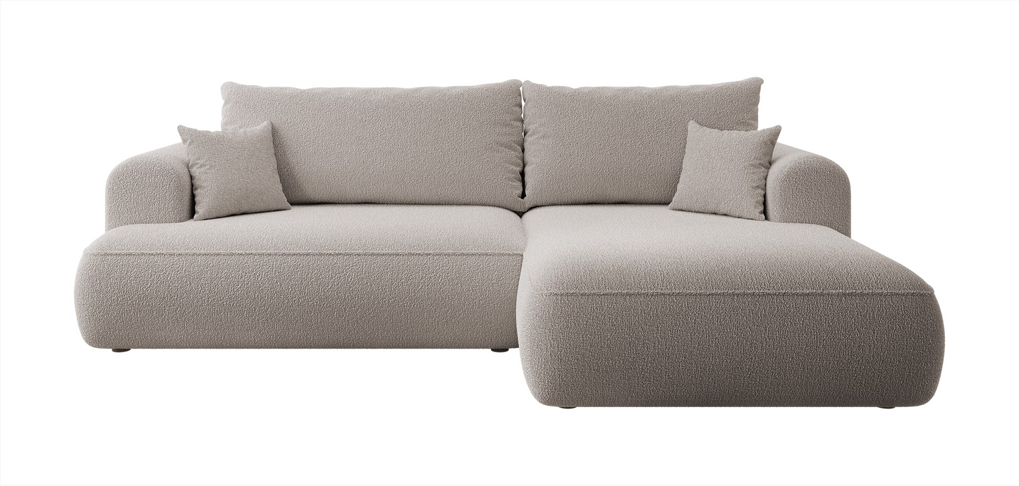 Canapé d'angle convertible Japandi 3 places en bouclette beige - OVO