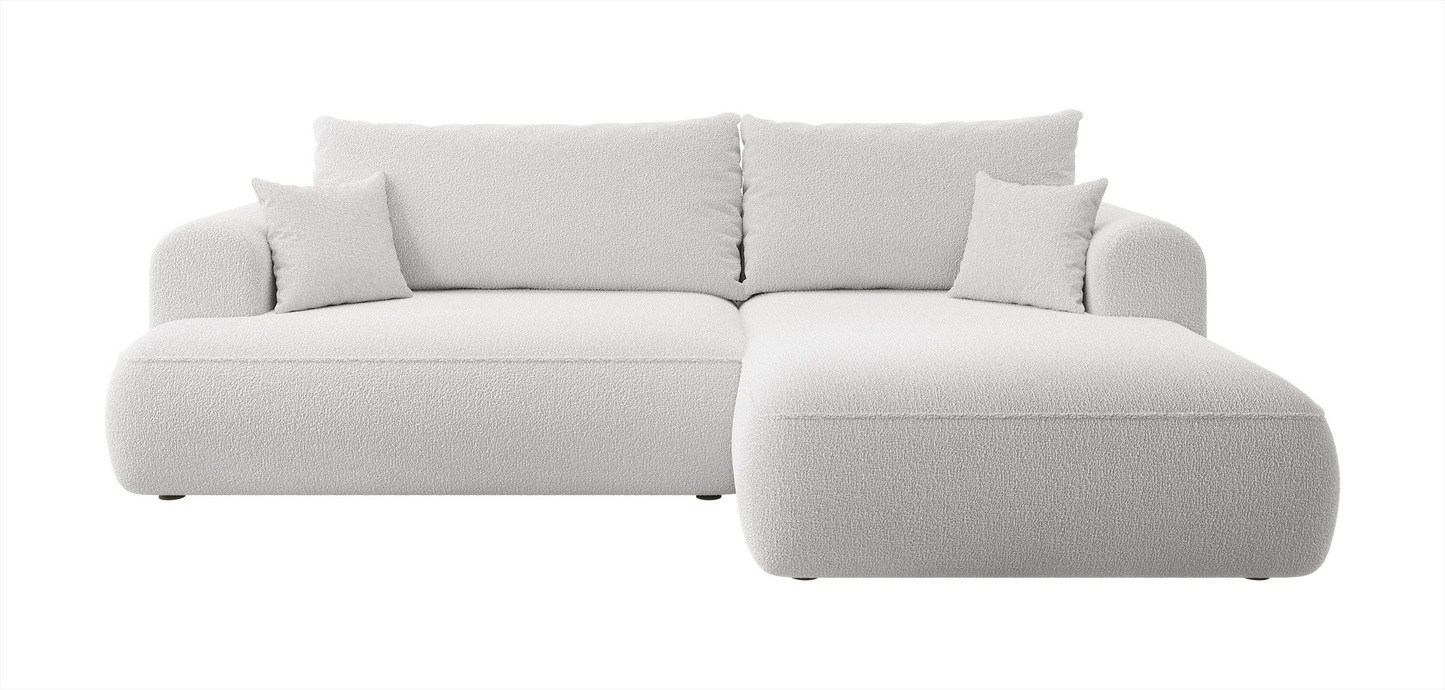 Canapé d'angle convertible Japandi 3 places en bouclette beige - OVO