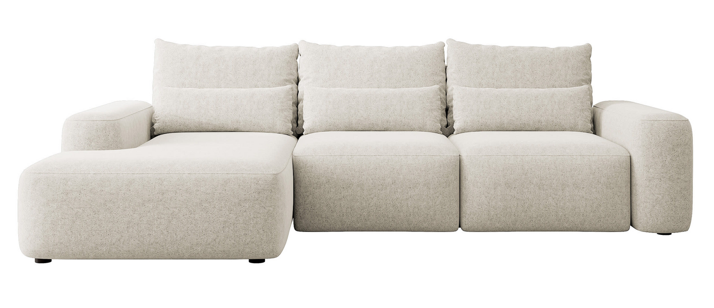 Canapé d'angle convertible 3 places en tissu chenille Japandi – Carnos