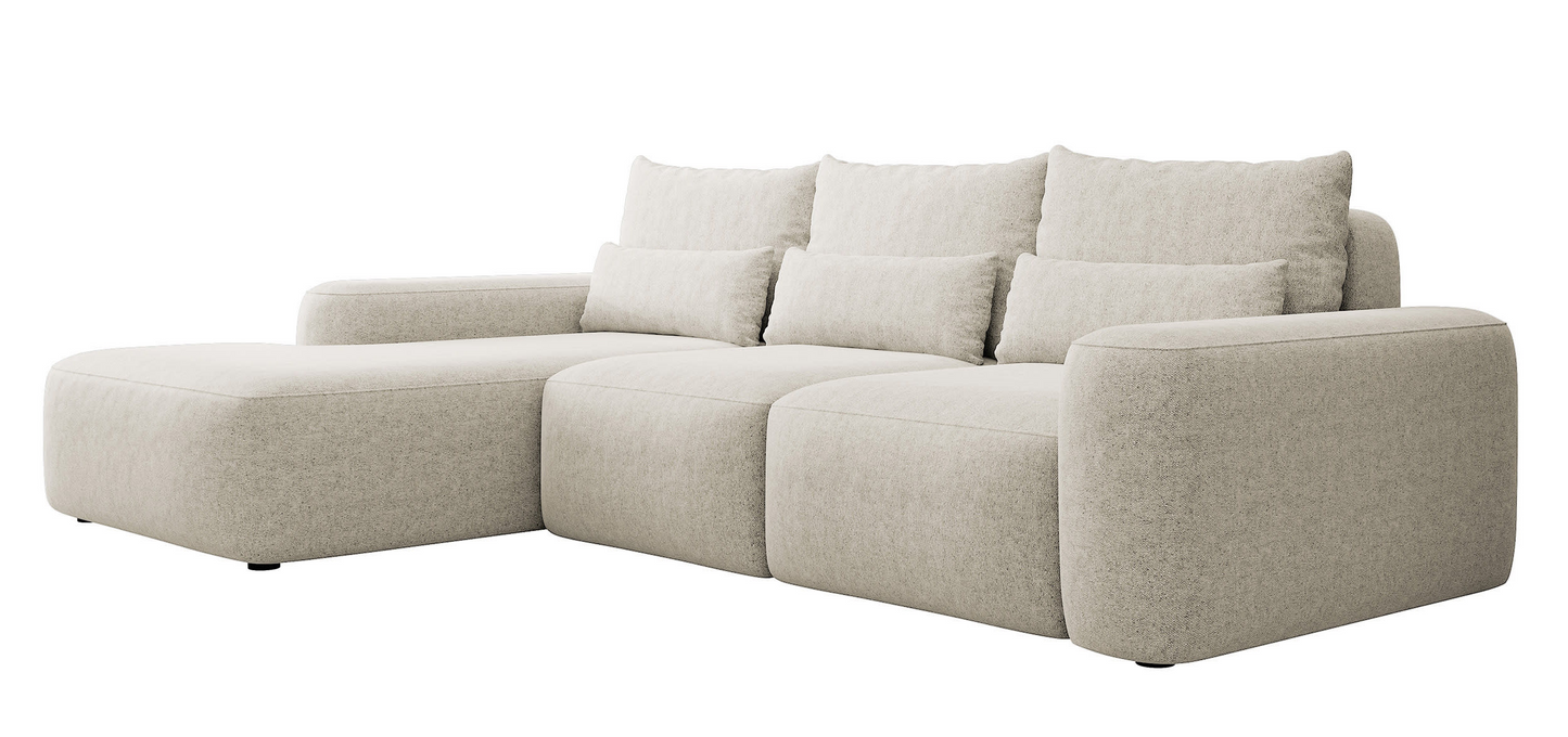 Canapé d'angle convertible 3 places en tissu chenille Japandi – Carnos