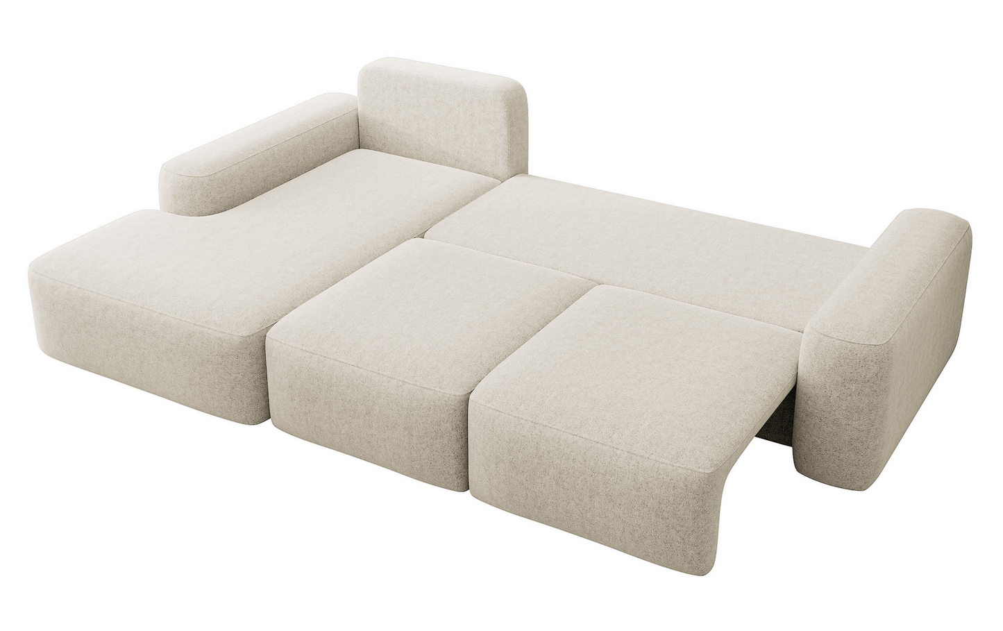 Canapé d'angle convertible 3 places en tissu chenille Japandi – Carnos