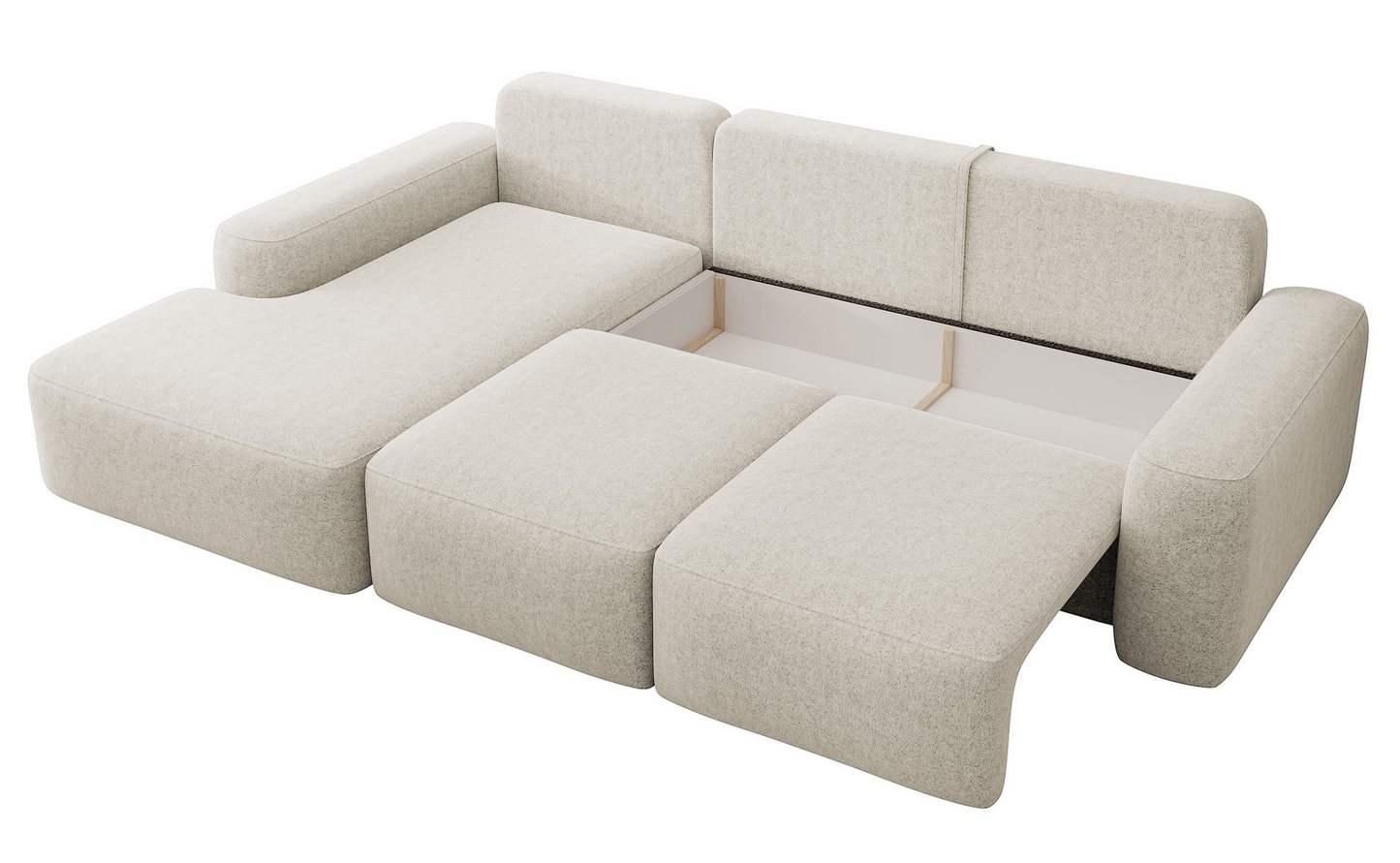 Canapé d'angle convertible 3 places en tissu chenille Japandi – Carnos