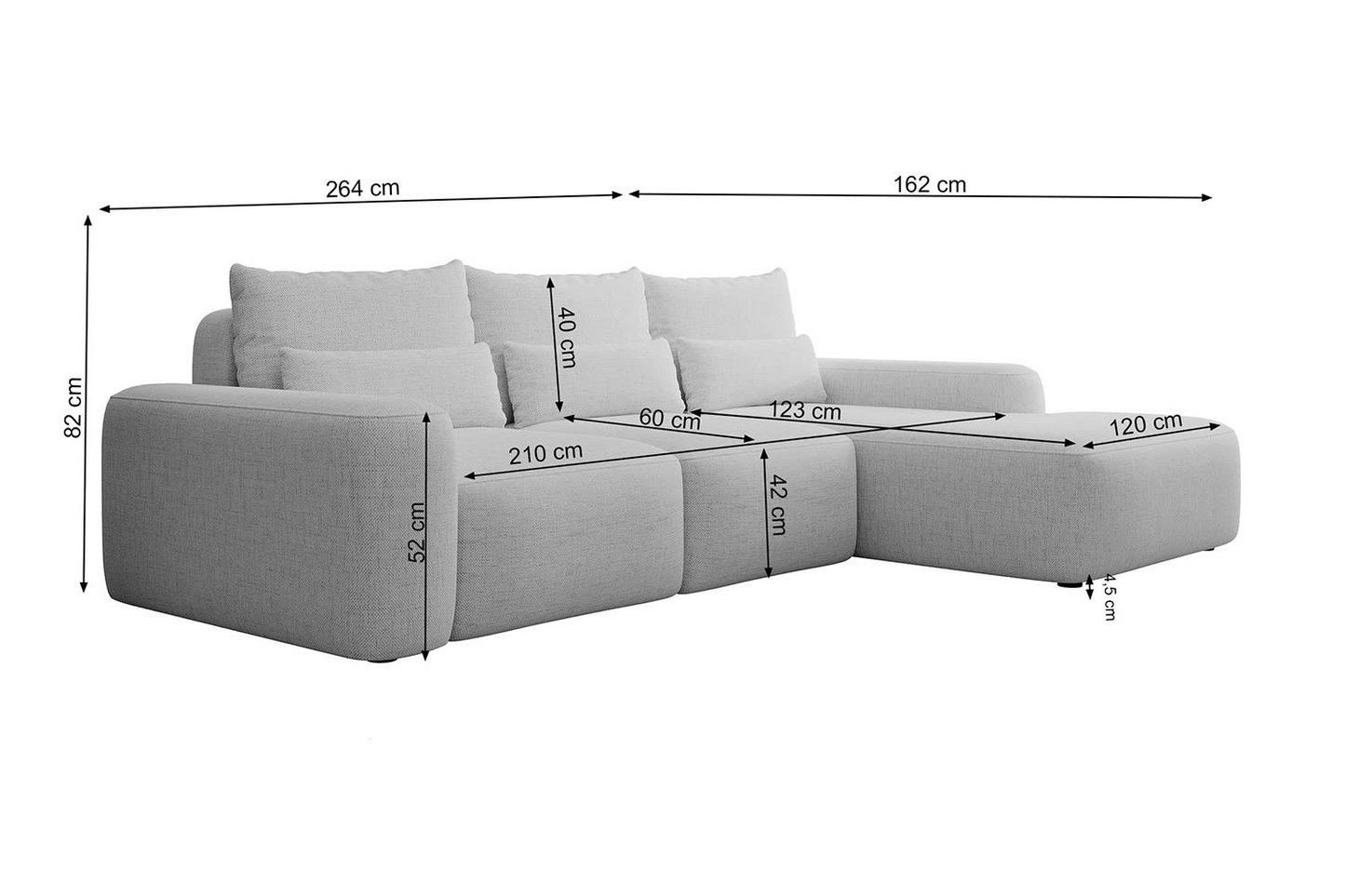 Canapé d'angle convertible 3 places en tissu chenille Japandi – Carnos