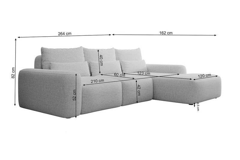 Canapé d'angle convertible 3 places en tissu chenille Japandi – Carnos