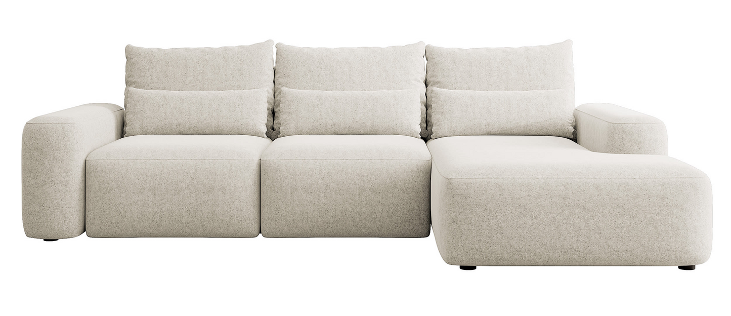 Canapé d'angle convertible 3 places en tissu chenille Japandi – Carnos