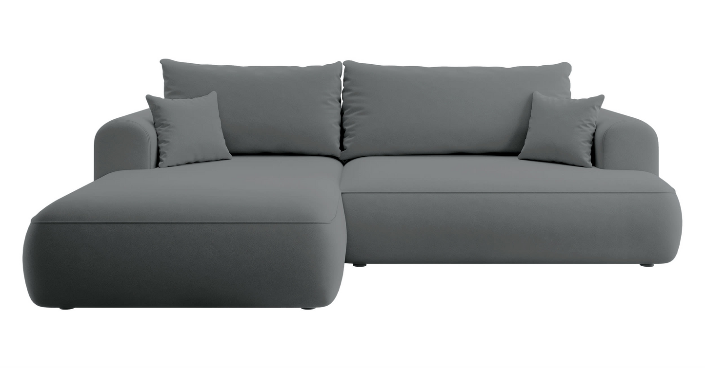 Canapé d'angle convertible Japandi 3 places en bouclette beige - OVO