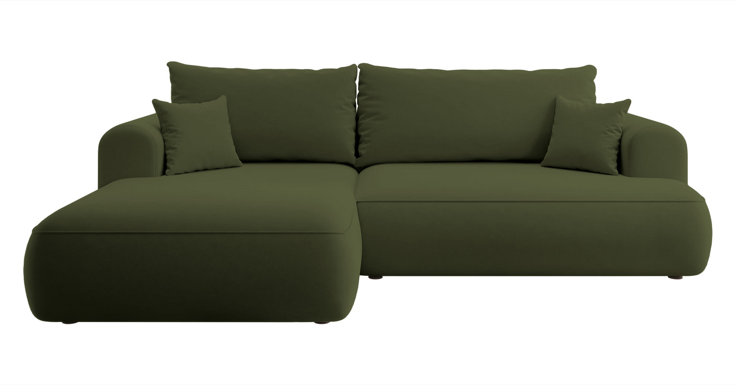 Canapé d'angle convertible Japandi 3 places en bouclette beige - OVO