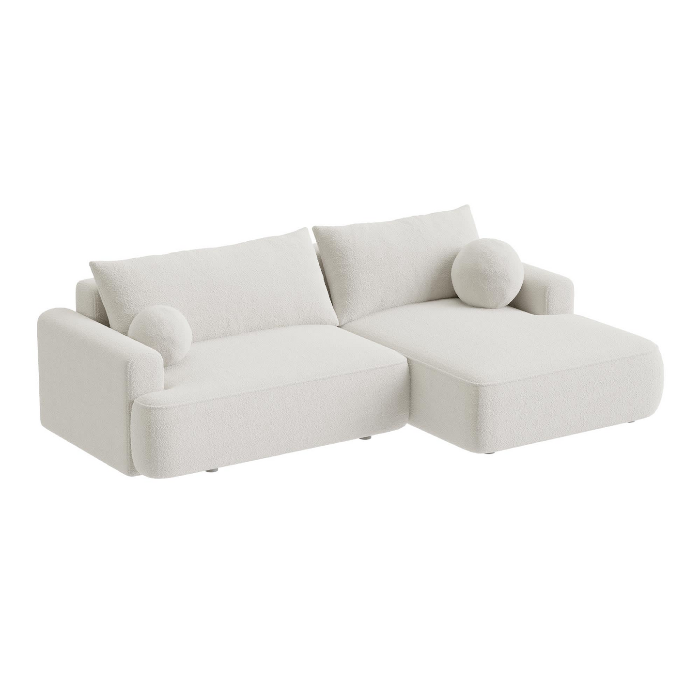 Canapé d'angle convertible Japandi 6 places effet peau de mouton beige – Anais