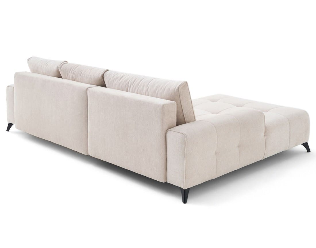 Canapé d'angle convertible Japandi 4 places en tissu texturé beige – Rimini