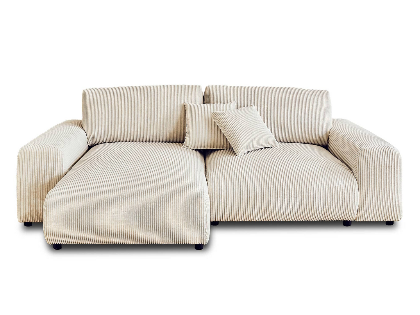 Canapé d'angle réversible 4 places en velours côtelé beige Japandi - Garance