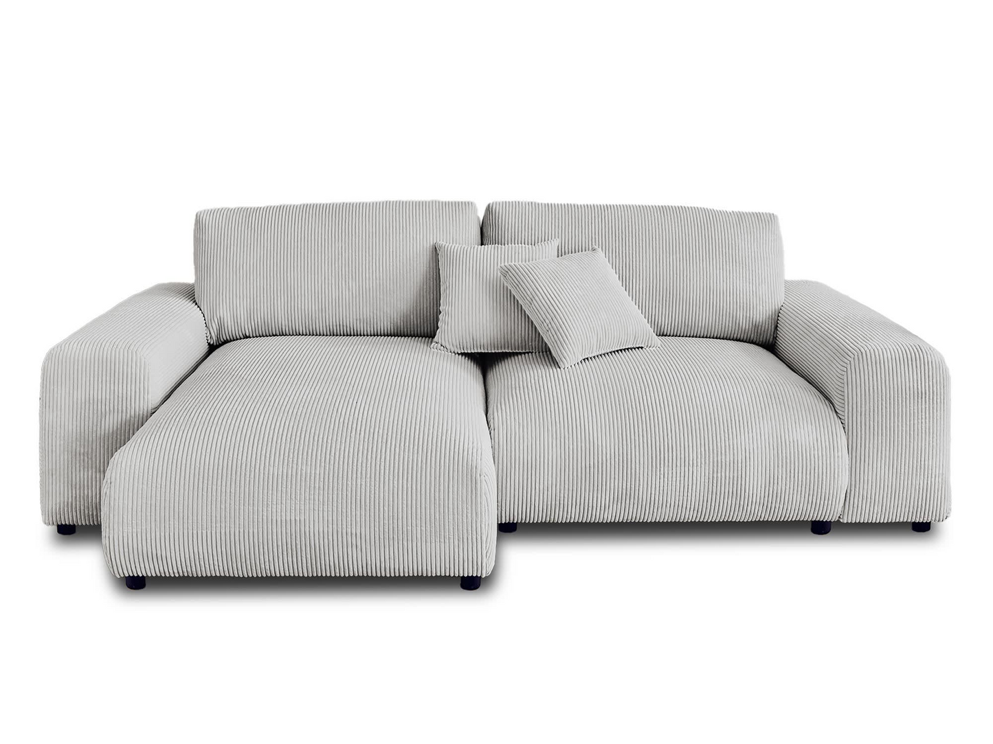 Canapé d'angle réversible 4 places en velours côtelé beige Japandi - Garance