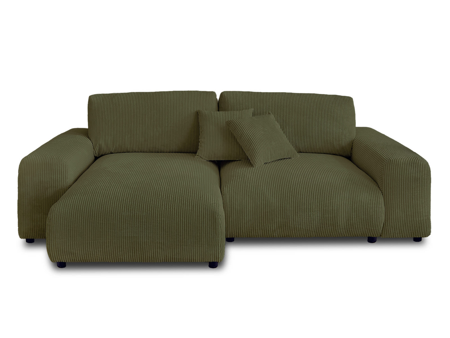 Canapé d'angle réversible 4 places en velours côtelé beige Japandi - Garance