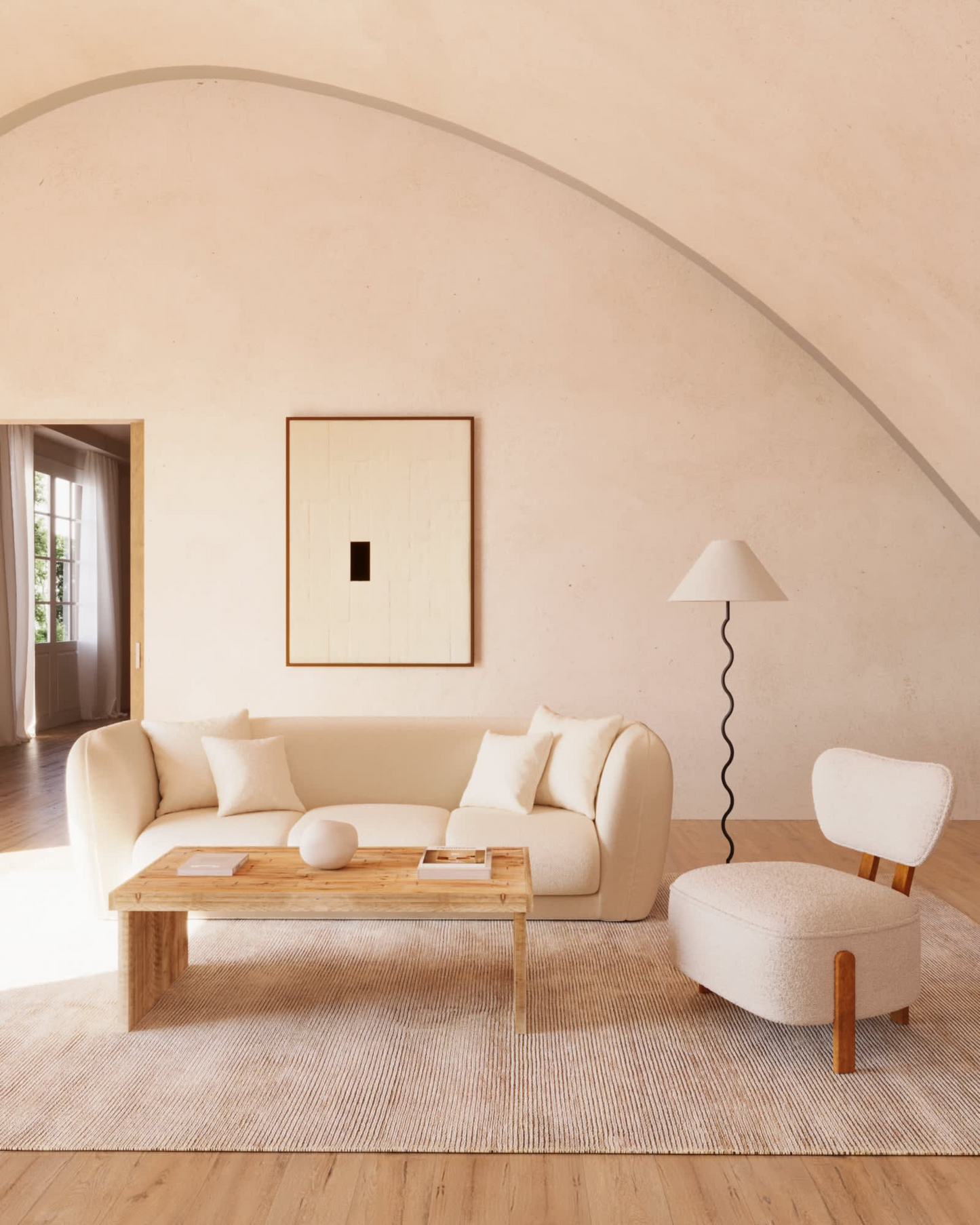 Canapé Japandi 3 places beige – Jill
